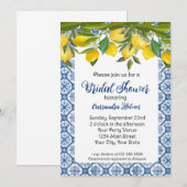 Faire-part de Baby Shower de mariage Carrelage ble (Devant / Derrière)