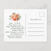 Faire-part de Baby Shower de mariage floral d'auto (Dos)