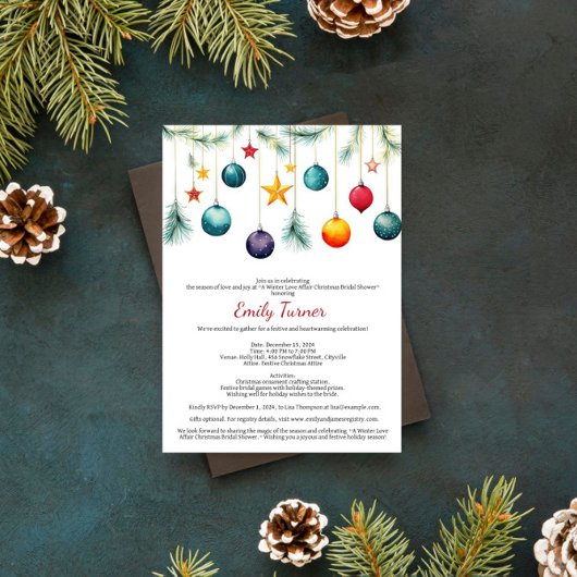 Faire-part de Baby Shower de Noël avec Branches d'