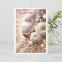 Faire-part de Baby Shower Élégant à Motif Floral