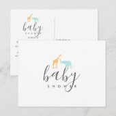 Faire-part de Baby Shower Élégant Girafe Éléphant (Devant / Derrière)