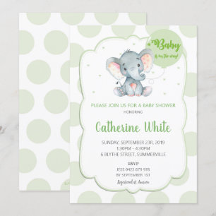 Faire-part de Baby Shower Éléphant Genre Neutre