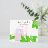 Faire-part de Baby Shower Eléphant Rose Doux (Debout devant)