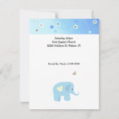 Faire-part de Baby Shower Éléphants Bleus (Dos)