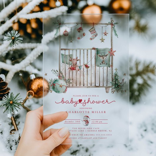 Faire-part de Baby Shower en Acrylique Crèche de N