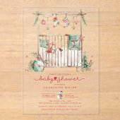 Faire-part de Baby Shower en Acrylique Crèche de N (Recto)