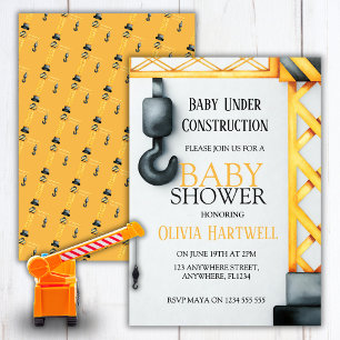 Faire-Part de Baby Shower "En Construction"