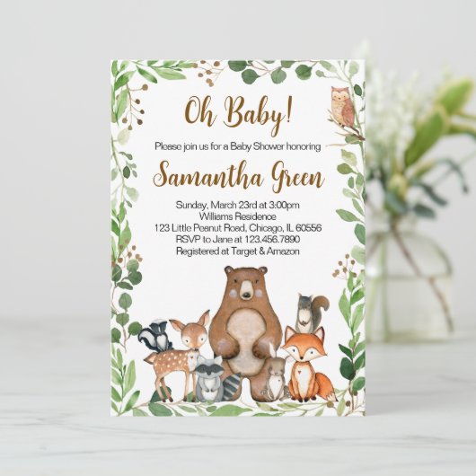 Faire-part de Baby Shower en Forêt (Debout devant)