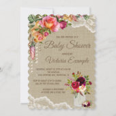 Faire-part de Baby Shower en pot Mason avec dentel (Dos)