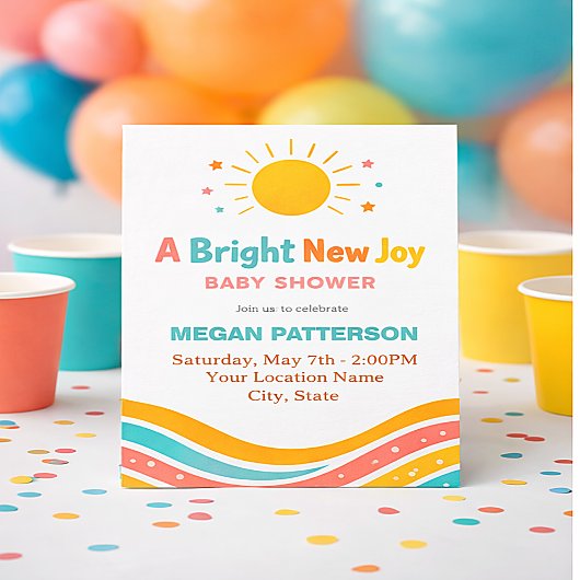 Faire-part de Baby Shower ensoleillé | Moderne et 