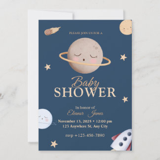 Faire-part de Baby Shower Espace Céleste | Étoile