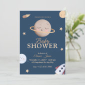 Faire-part de Baby Shower Espace Céleste | Étoile (Debout devant)