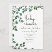 Faire-part de Baby Shower Eucalyptus à dessin main (Devant)