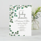 Faire-part de Baby Shower Eucalyptus à dessin main (Debout devant)