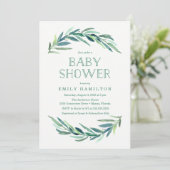 Faire-part de Baby Shower Eucalyptus Moderne (Debout devant)