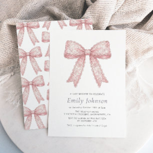 Faire-part de Baby Shower Fille au Ruban en Dentel