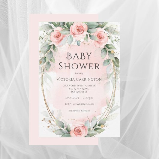 Faire-part de Baby Shower Fille au style aquarelle