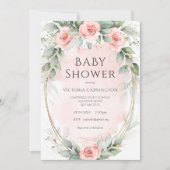 Faire-part de Baby Shower Fille au style aquarelle (Devant)
