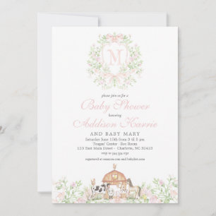 Faire-part de baby shower Fille de la ferme