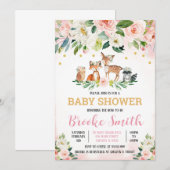 Faire-part de Baby Shower Fille en Forêt (Devant / Derrière)