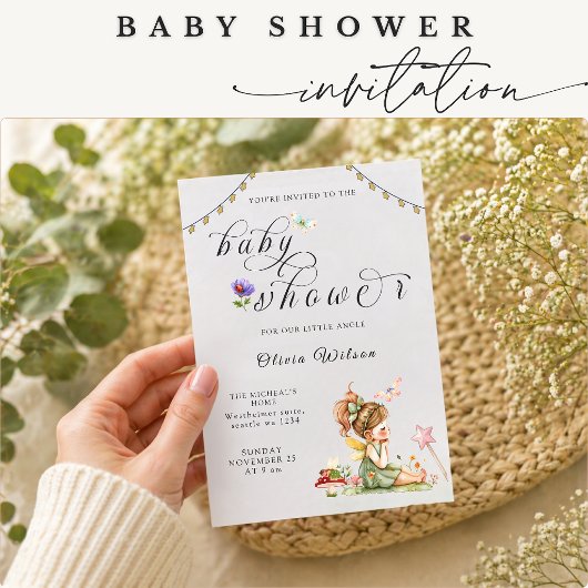 Faire-part de Baby Shower Fille Fée