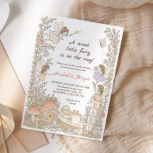 Faire-part de Baby Shower Fille Jardin de Fées Enc