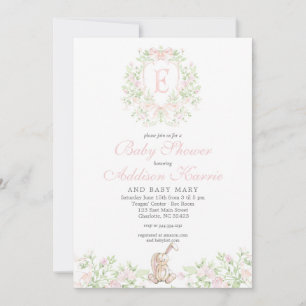 Faire-part de baby shower fille lapin