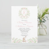 Faire-part de baby shower fille lapin (Debout devant)