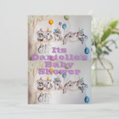 Faire-part de Baby Shower fille peinture aquarelle (Debout devant)