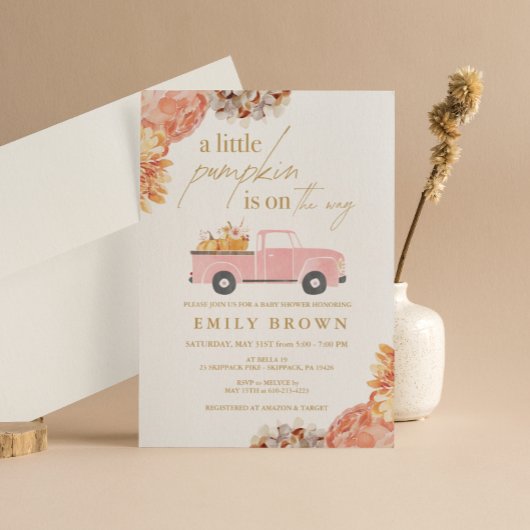 Faire-Part de Baby Shower Fille Petit Citrouille d