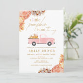 Faire-Part de Baby Shower Fille Petit Citrouille d (Debout devant)