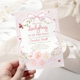 Faire-part de Baby Shower Fille Puceron Floral