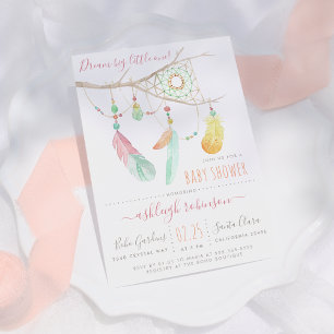 Faire-Part de Baby Shower Fille Rêve Bohème Attrap