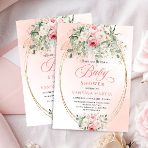 Faire-part de Baby Shower Fille Rose Gold Bohème