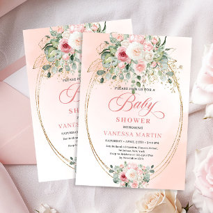 Faire-part de Baby Shower Fille Rose Gold Féminin