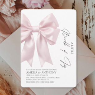 Faire-part de Baby Shower Fille Ruban Satiné Rose
