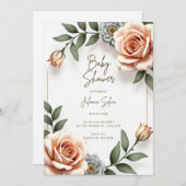 Faire-part de Baby Shower Fleur Aquarelle pour Gar (Devant / Derrière)