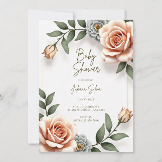 Faire-part de Baby Shower Fleur Aquarelle pour Gar