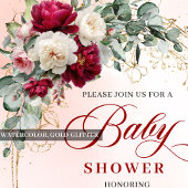 Faire-part de Baby Shower Fleur de Pivoine Rouge P