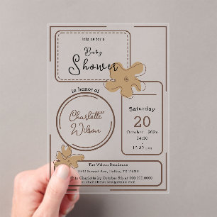 Faire-part de Baby Shower Fleur de Style Minimalis