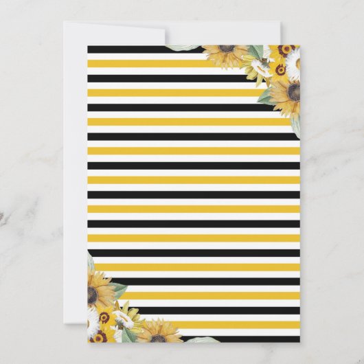 Faire-part de Baby Shower Fleur de Tournesol Abeil (Dos)