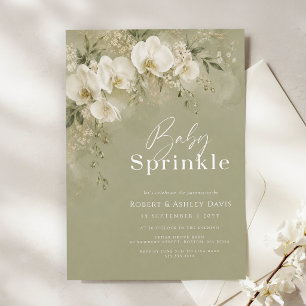 Faire-part de Baby Shower Fleur d'Orchidée Blanche