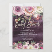 Faire-part de Baby Shower Fleur Rose givré (Devant)