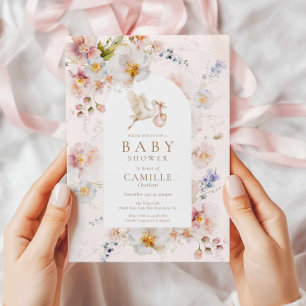 Faire-part de Baby Shower Fleur Sauvage Bébé en Fl