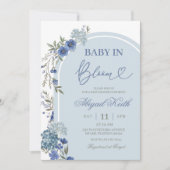 Faire-part de Baby Shower Fleur Sauvage Bleue d'Hy (Devant)
