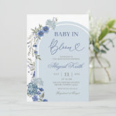 Faire-part de Baby Shower Fleur Sauvage Bleue d'Hy (Debout devant)
