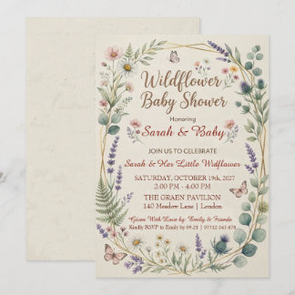 Faire-part de Baby Shower Fleur Sauvage, Floral Bo