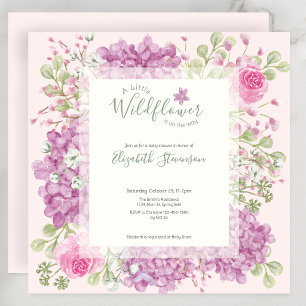 Faire-part de Baby Shower Fleur Sauvage Rose