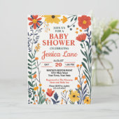 Faire-part de Baby Shower Fleur Sauvage Rustique (Debout devant)