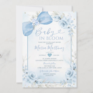 Faire-part de Baby Shower Fleurie Bébé en Fleur Bl